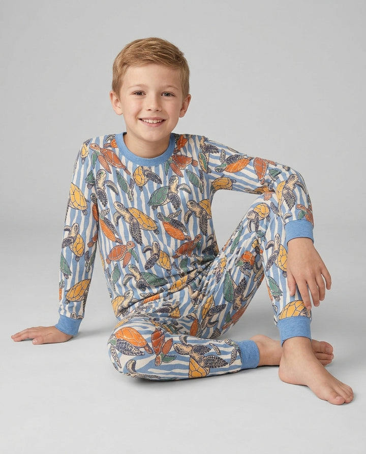 Turtle Bay Family Matching Bamboo Two Piece Long Sleeve Pajama Set