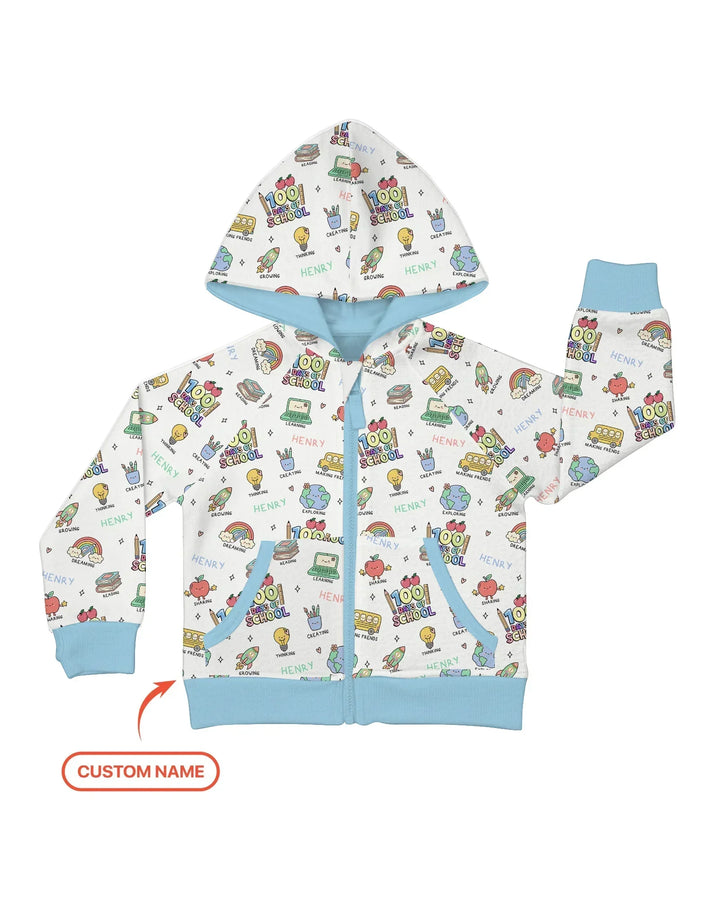 Custom Name Celebration Hundred Days Bamboo Zip Hoodie
