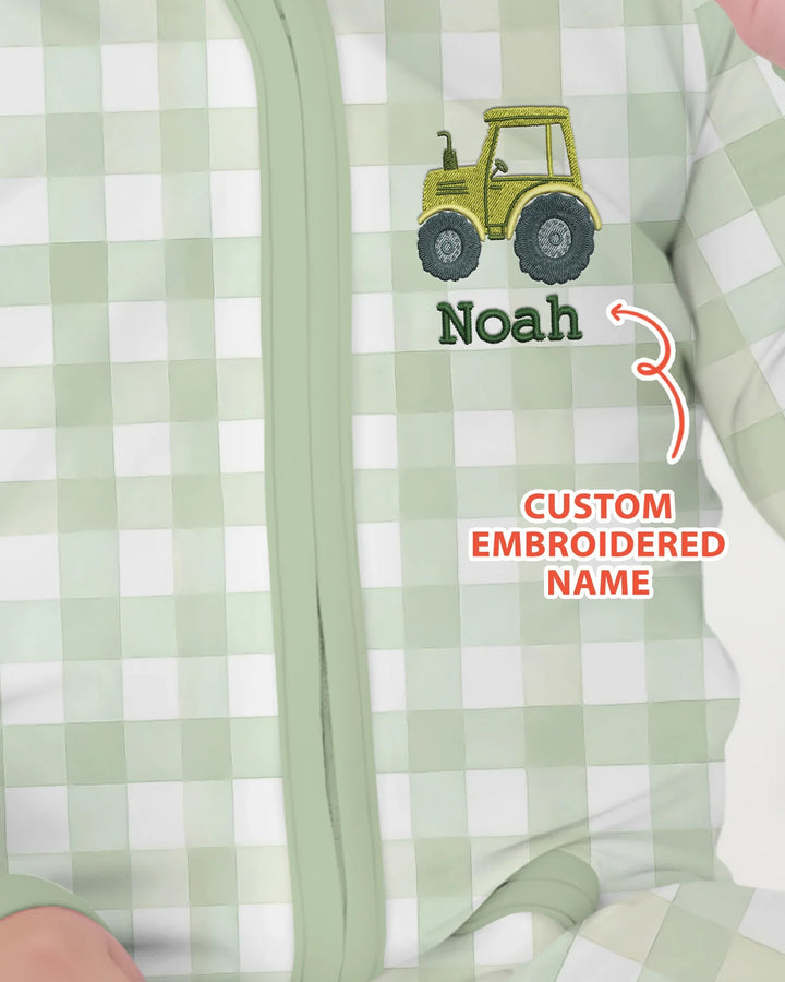 Personalized Embroidered Baby Boy Bamboo Convertible Zippy