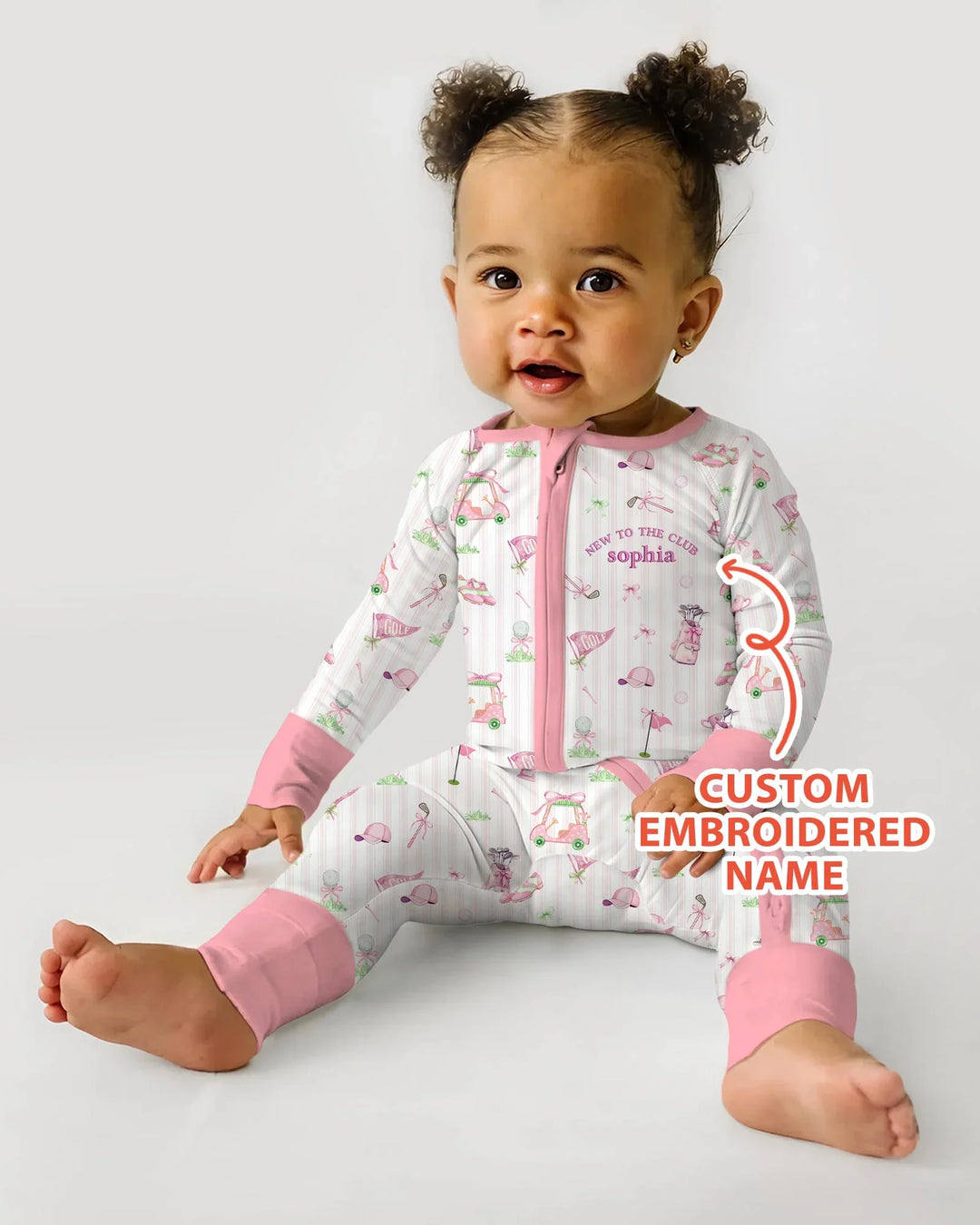 Custom Embroidered Golf Baby Girl Bamboo Convertible Zippy