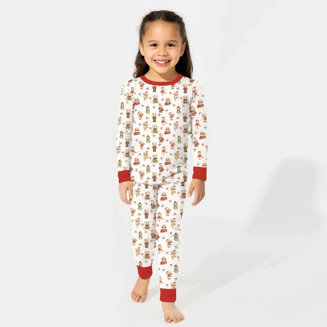 Christmas Teddy Bears Bamboo Two Piece Long Sleeve Pajama Set