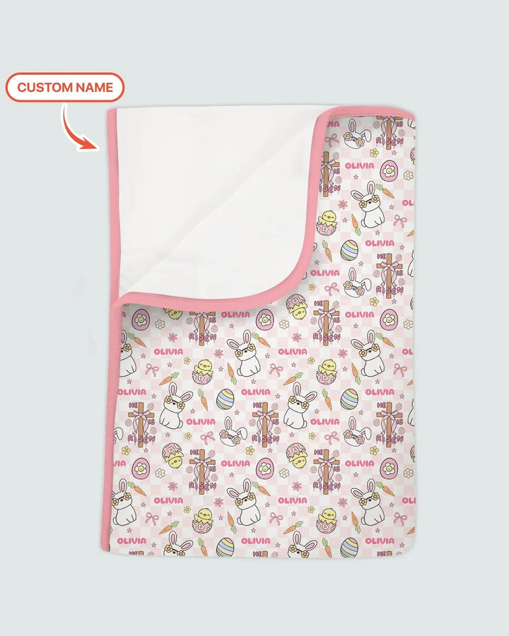 Custom Name Retro Easter Bamboo Blanket