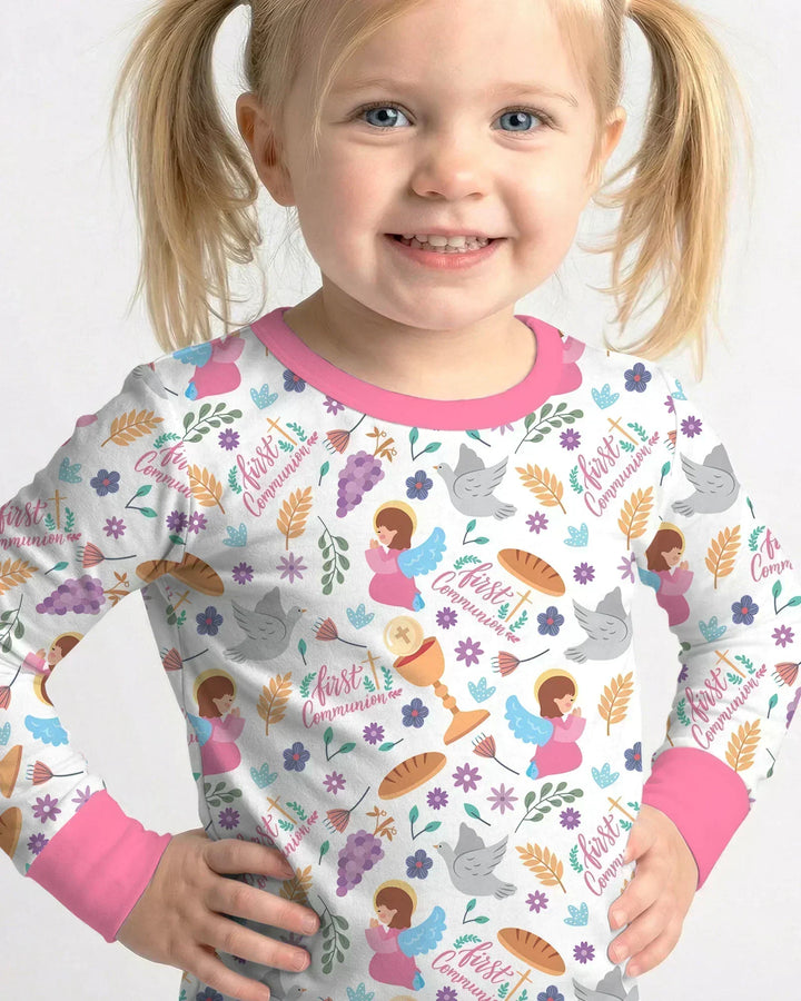 First Communion Bamboo Two Piece Long Sleeve Pajama Set