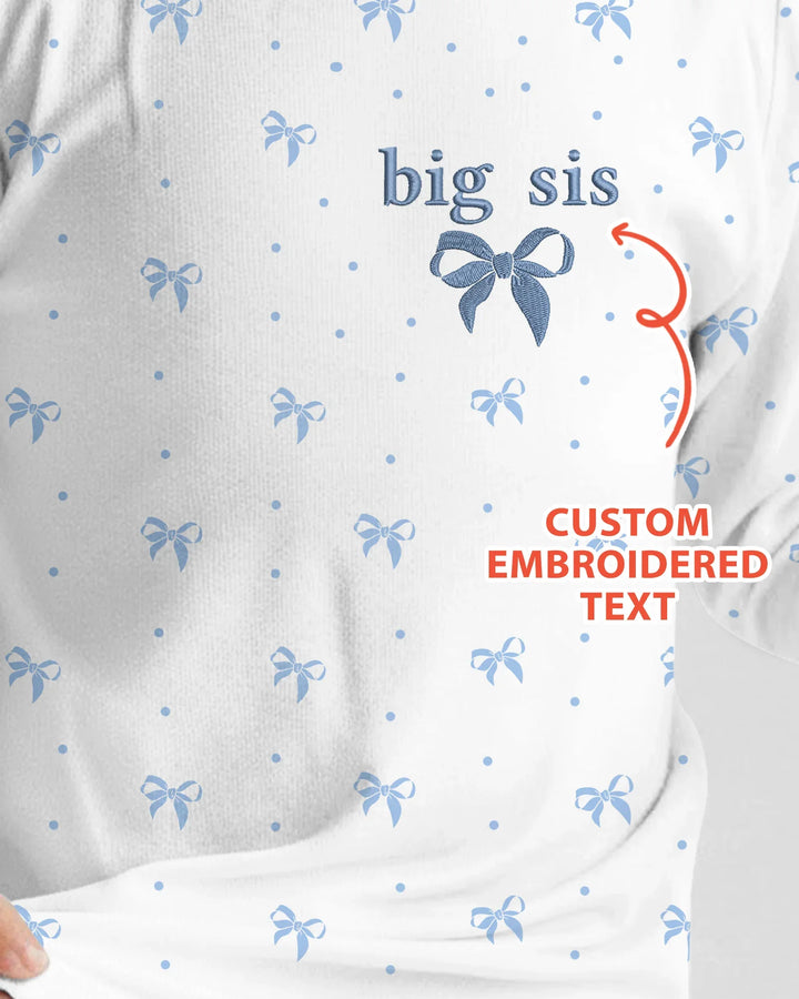 Custom Embroidered Name Mommy and Girls Matching Bamboo Two Piece Long Sleeve Pajama Set