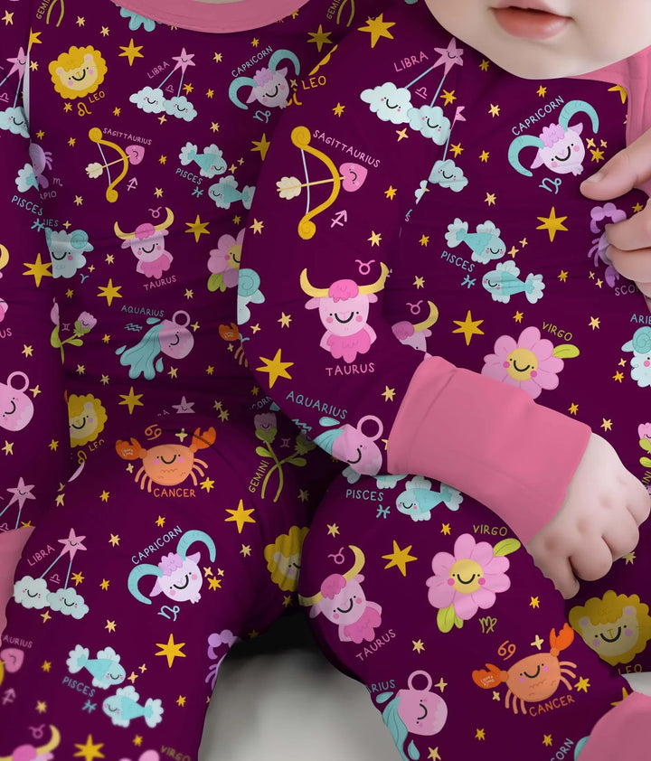 Zodiac Signs Bamboo Two Piece Long Sleeve Pajama Set
