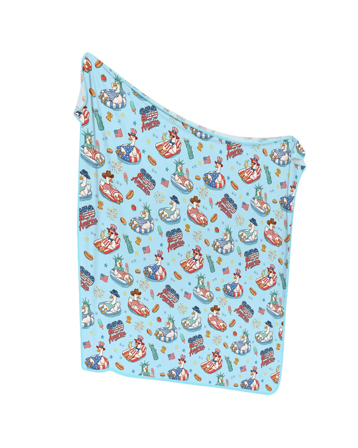 250 America Patriotic Goose Family Matching Bamboo Blanket