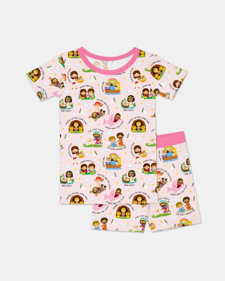 Bible Stories Bamboo Two Piece Short Sleeve Shorts Pajama Set