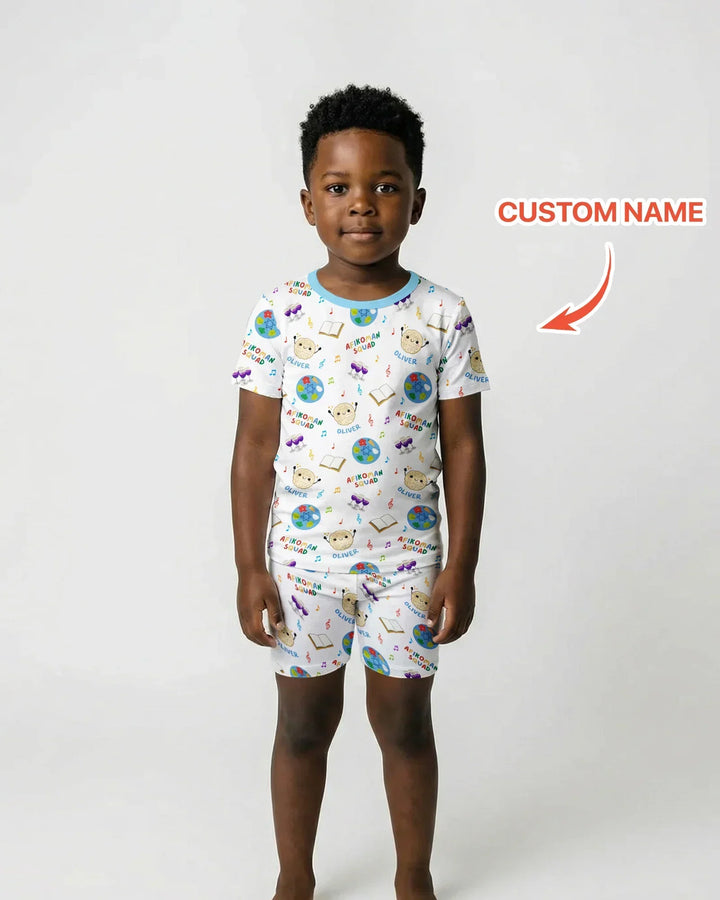 Custom Name Passover Afikoman Squad Bamboo Two Piece Short Sleeve Shorts Pajama Set
