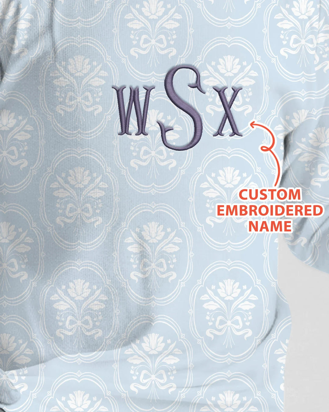 Personalized Floral Embroidered Baby Bamboo Two Piece Long Sleeve Pajama Set
