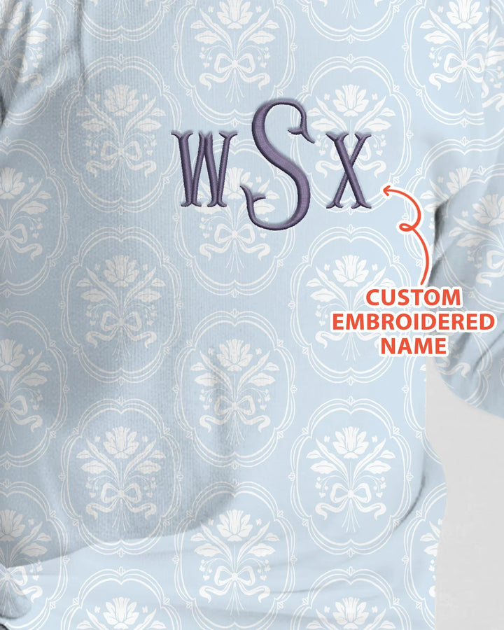 Personalized Floral Embroidered Baby Bamboo Two Piece Long Sleeve Pajama Set