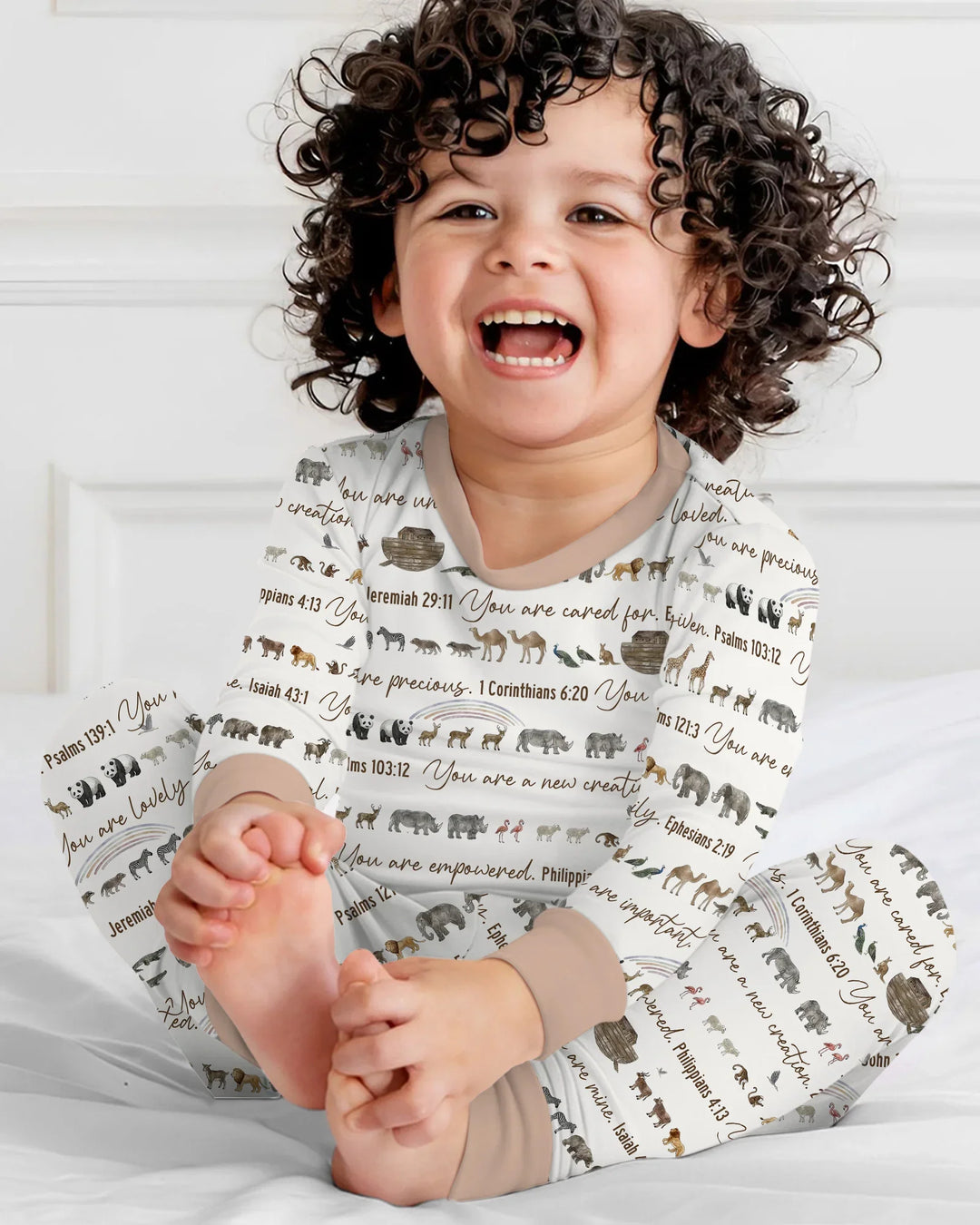 Biblical Noah's Ark Bamboo Two Piece Long Sleeve Pajama Set