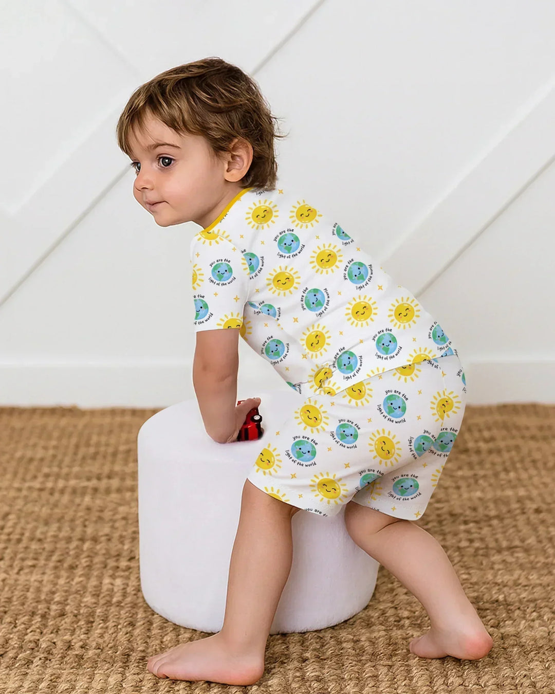 Matthew 5:14 Light of the World Bamboo Two Piece Short Sleeve Shorts Pajama Set