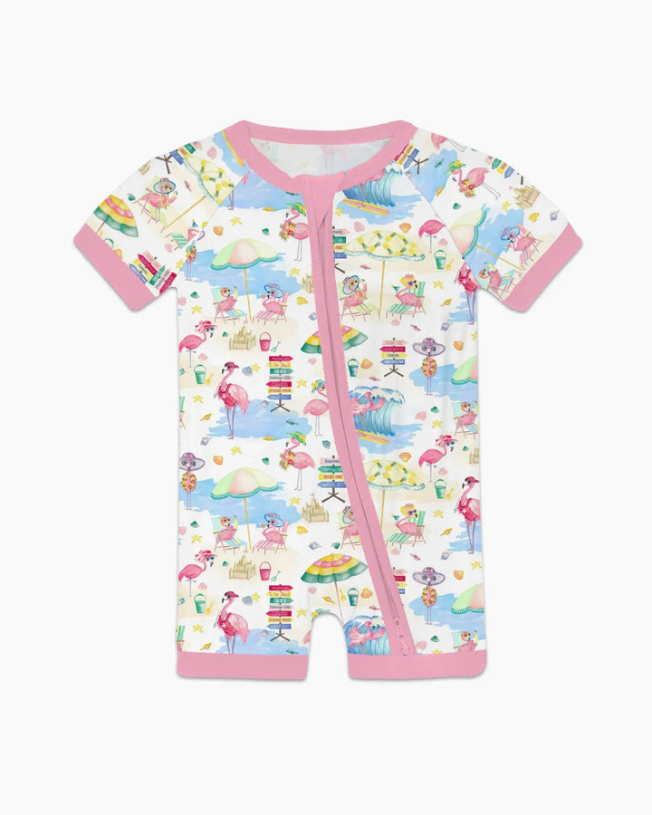 Flamingo Beach Family Matching Bamboo Shorty Zippy