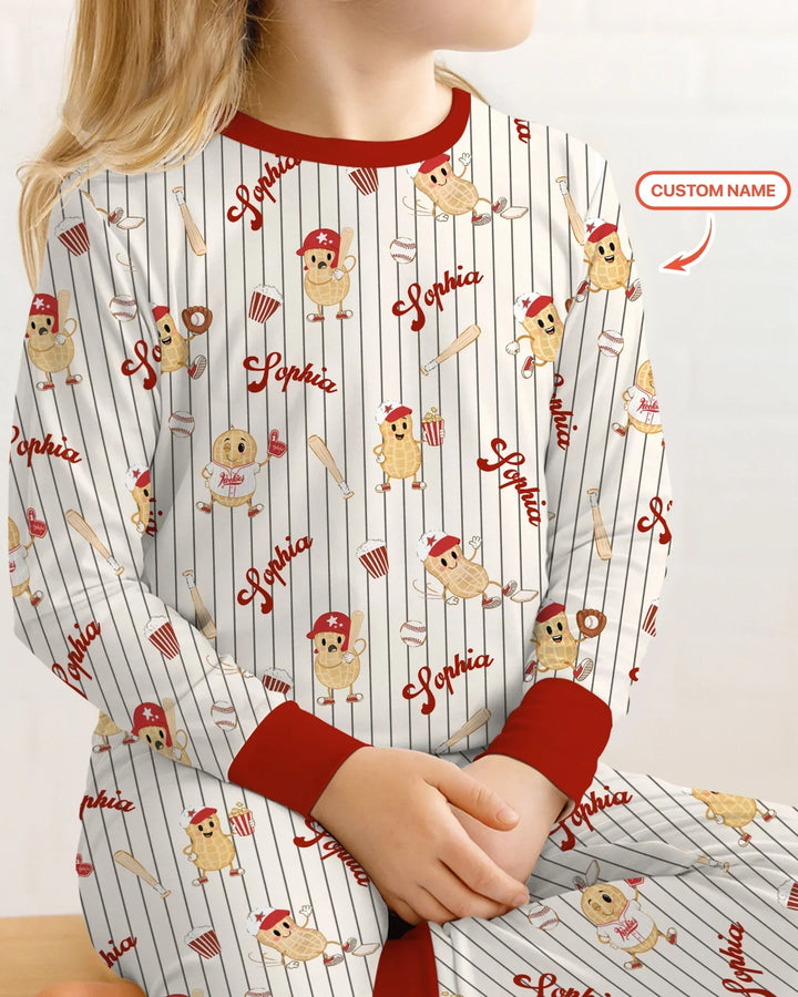 Custom Nam Retro Ballgame Bamboo Two Piece Long Sleeve Pajama Set