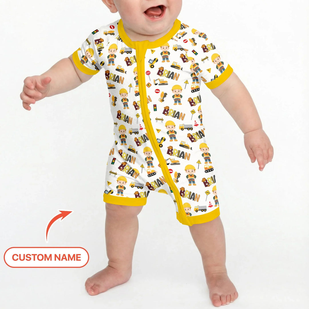 Custom Name Doodle Little Builder Bamboo Shorty Zippy