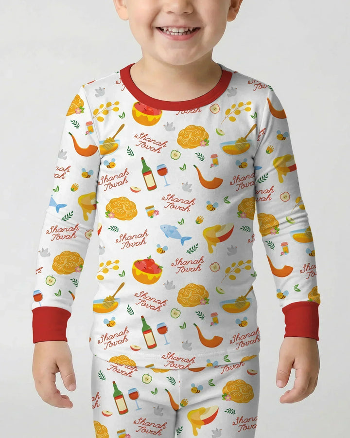 Shanah Tovah Family Matching Bamboo Two Piece Long Sleeve Pajama Set