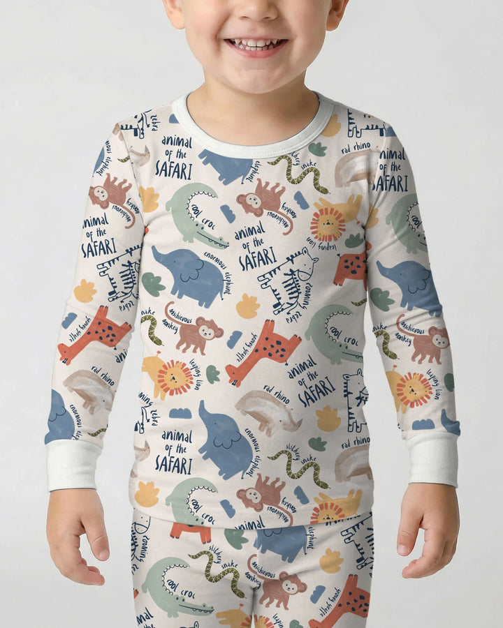 Funny African Animals Bamboo Two Piece Long Sleeve Pajama Set