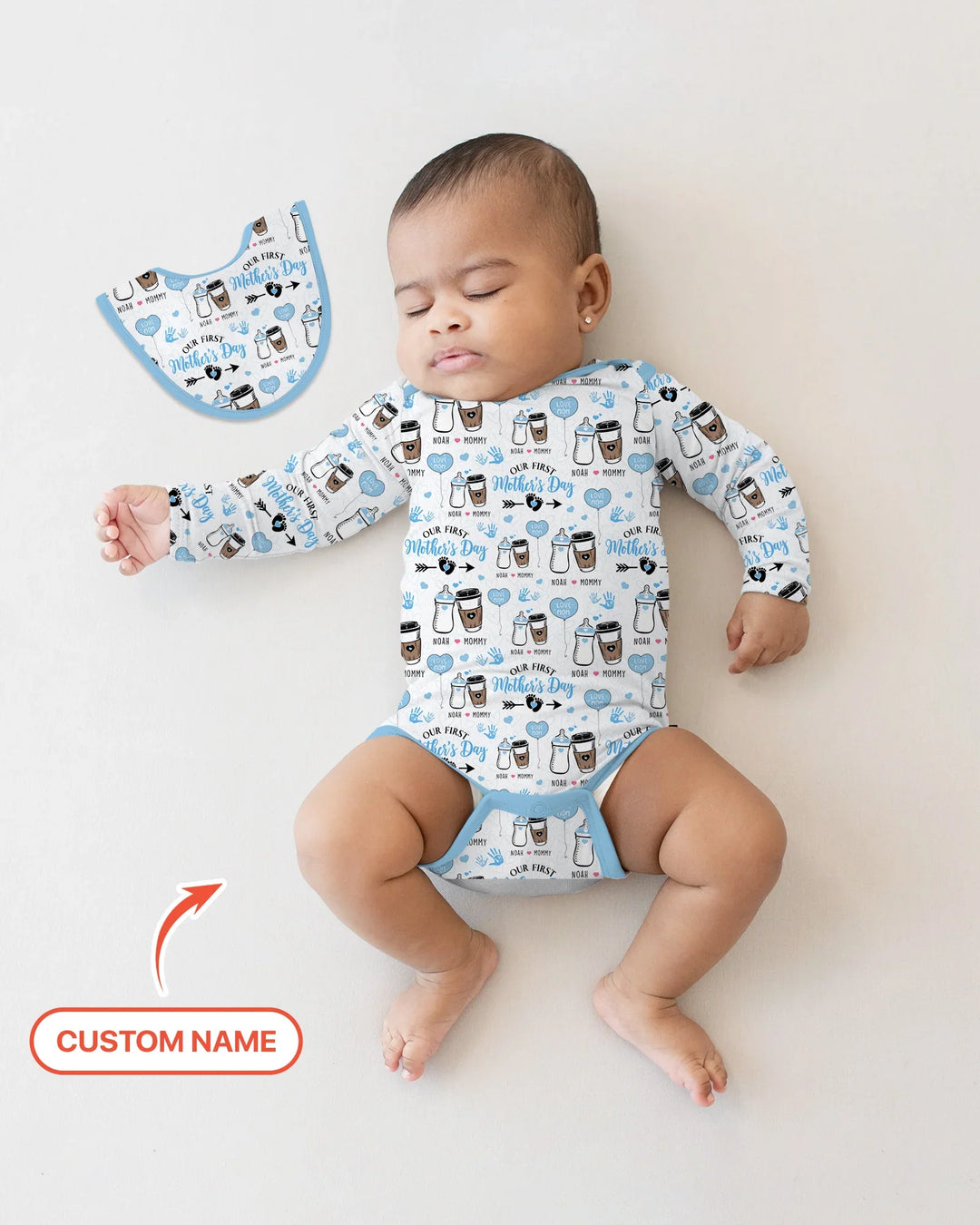 Custom Name First Mother's Day Drink Bamboo Bodysuit