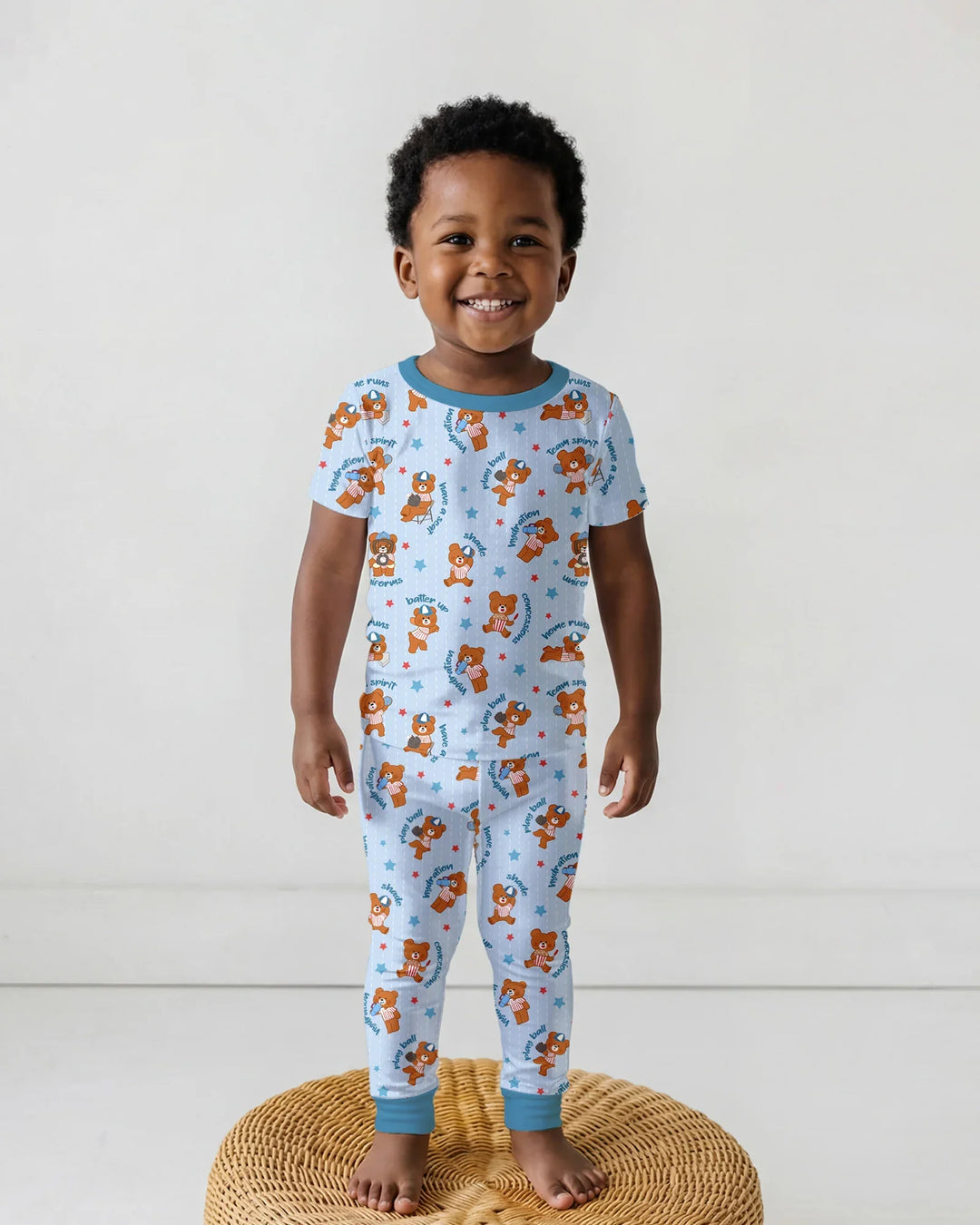 Born To Play Baseball Bamboo Two Piece Short Sleeve Pajama Set