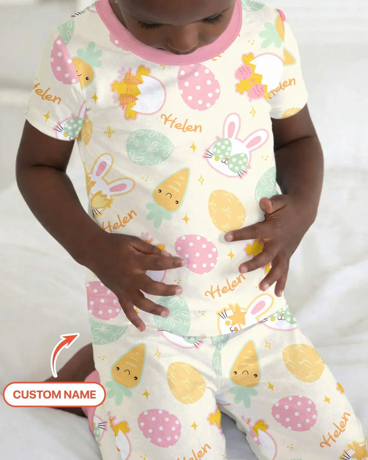Retro Easter Bamboo Two Piece Short Sleeve Pajama Set