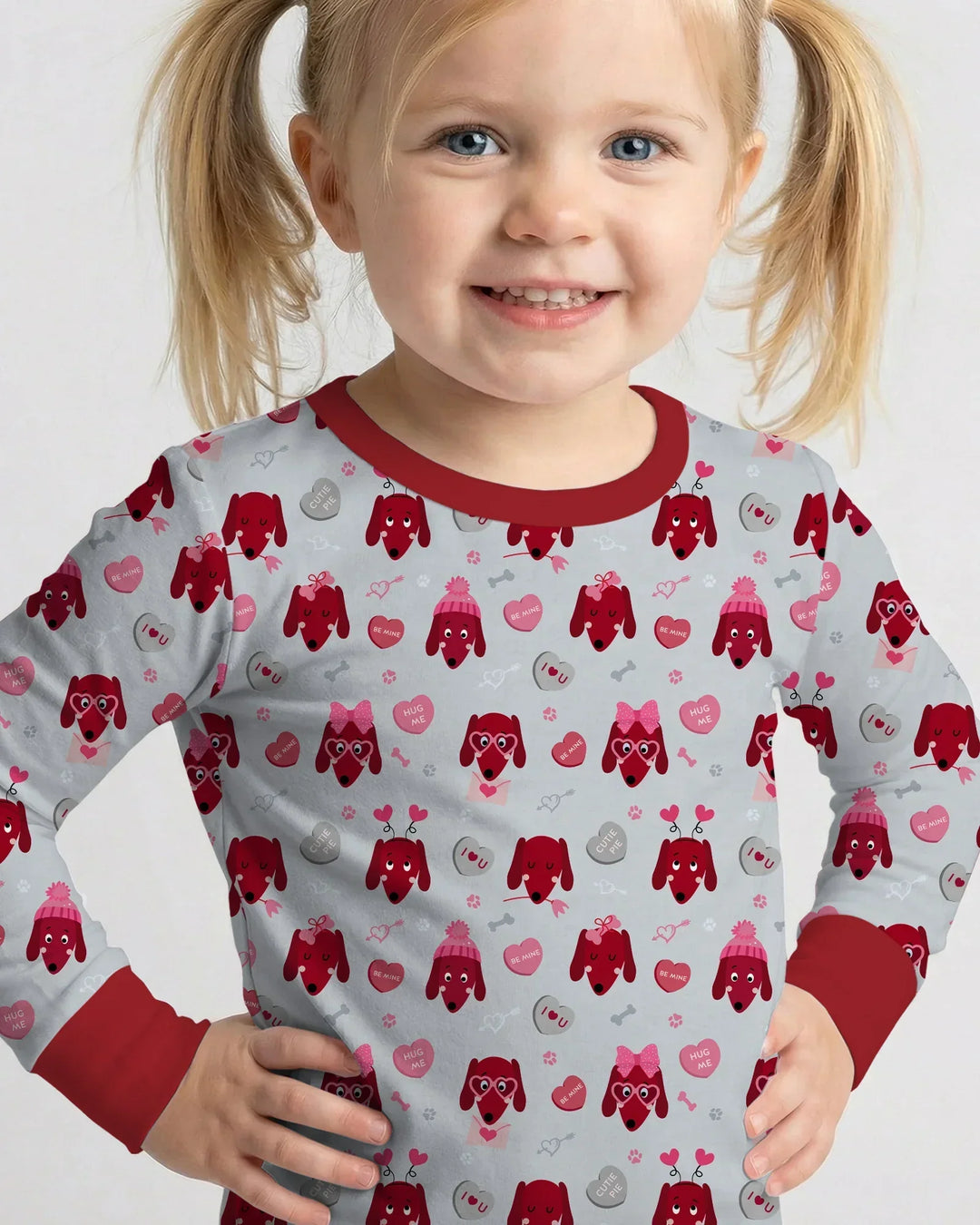 Dachshund Is My Valentine Bamboo Two Piece Long Sleeve Pajama Set