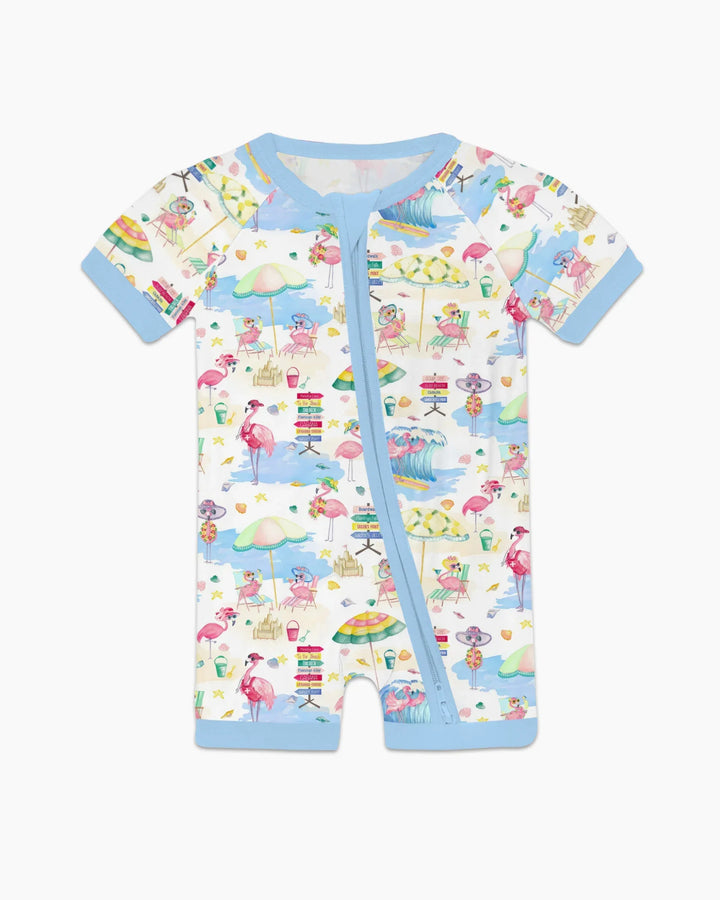 Flamingo Beach Family Matching Bamboo Shorty Zippy