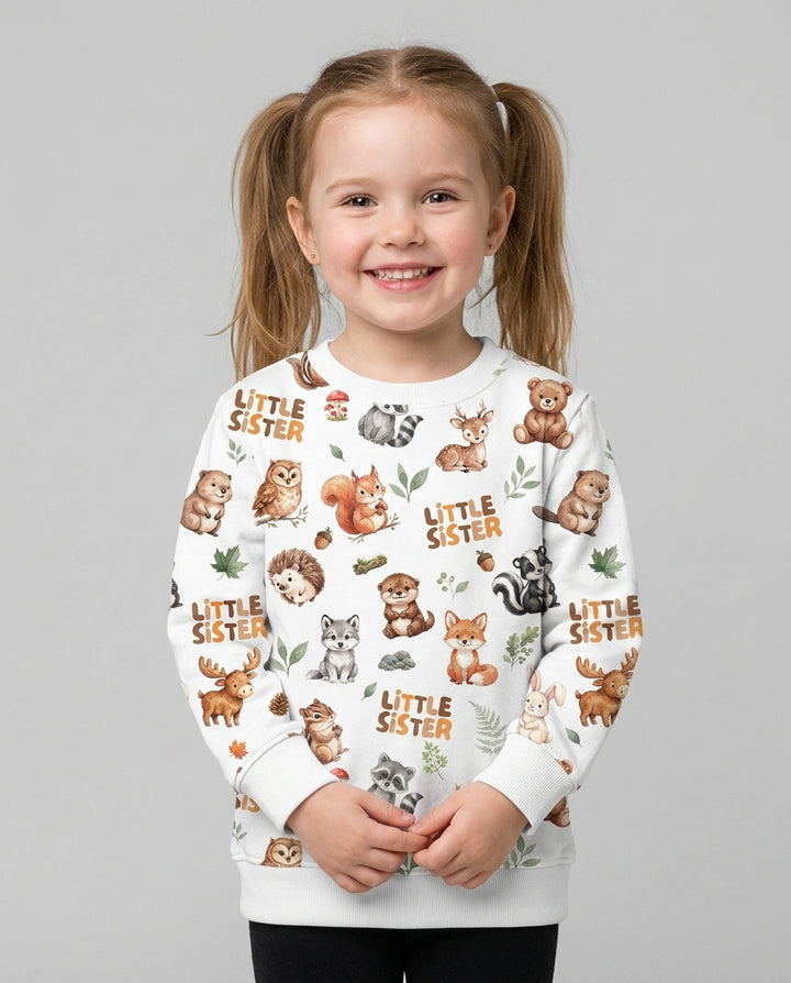 Custom Quote Woodland Animal Matching Sibling Bamboo Crewneck Sweatshirt