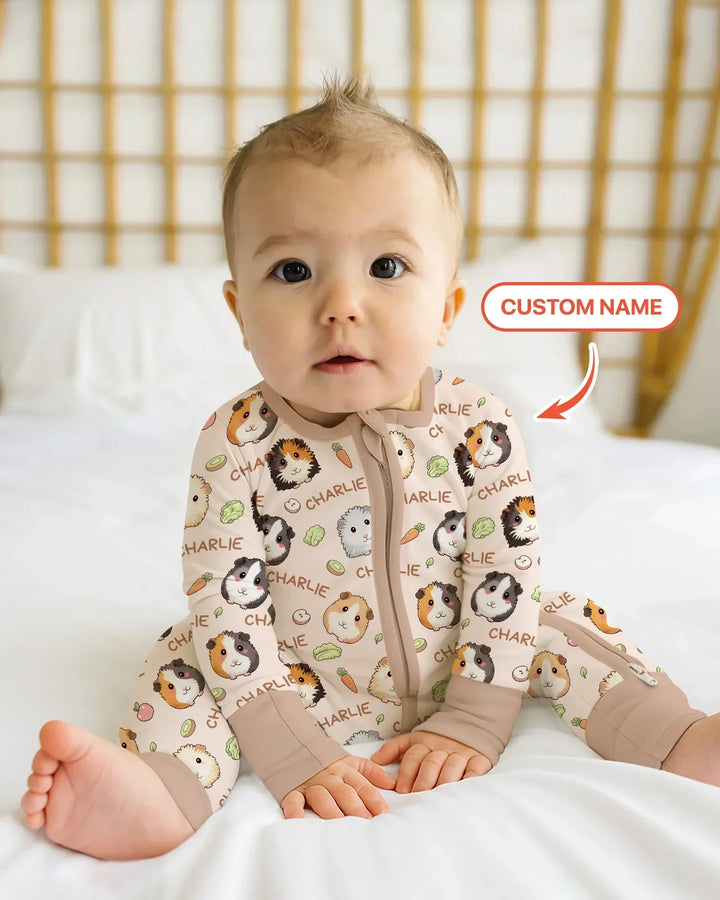 Custom Name Cute Guinea Pigs Bamboo Convertible Zippy