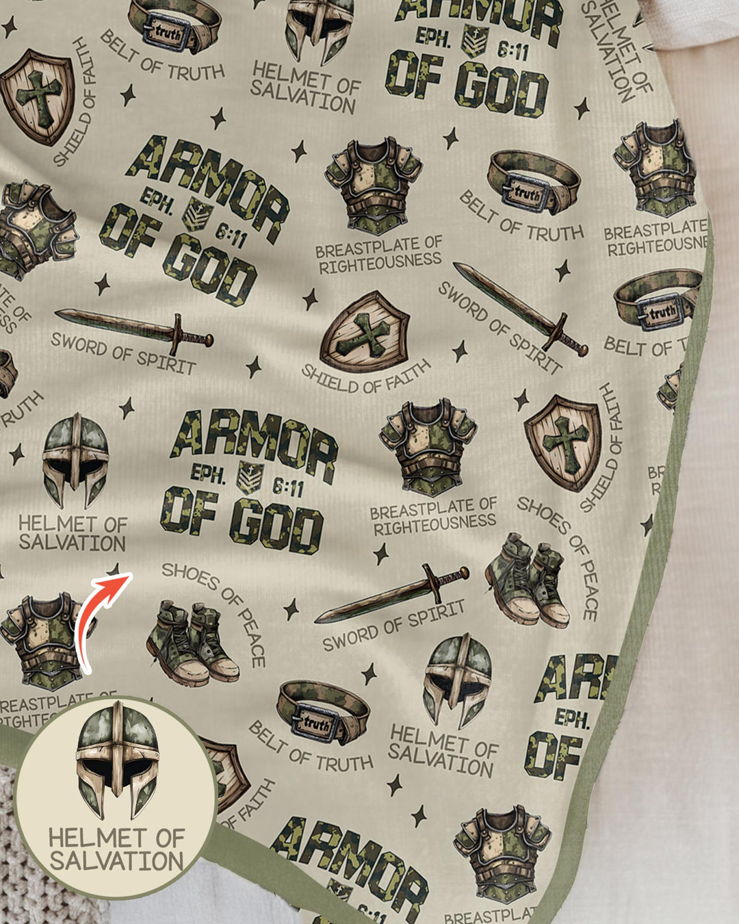 Camo Armor Of God Bamboo Blanket