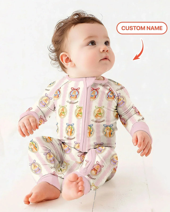 Custom Name Vintage Easter Bunny Bamboo Convertible Zippy