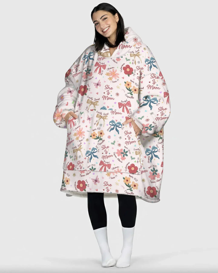 She Is Mom Wearable Bamboo Blanket Hoodie