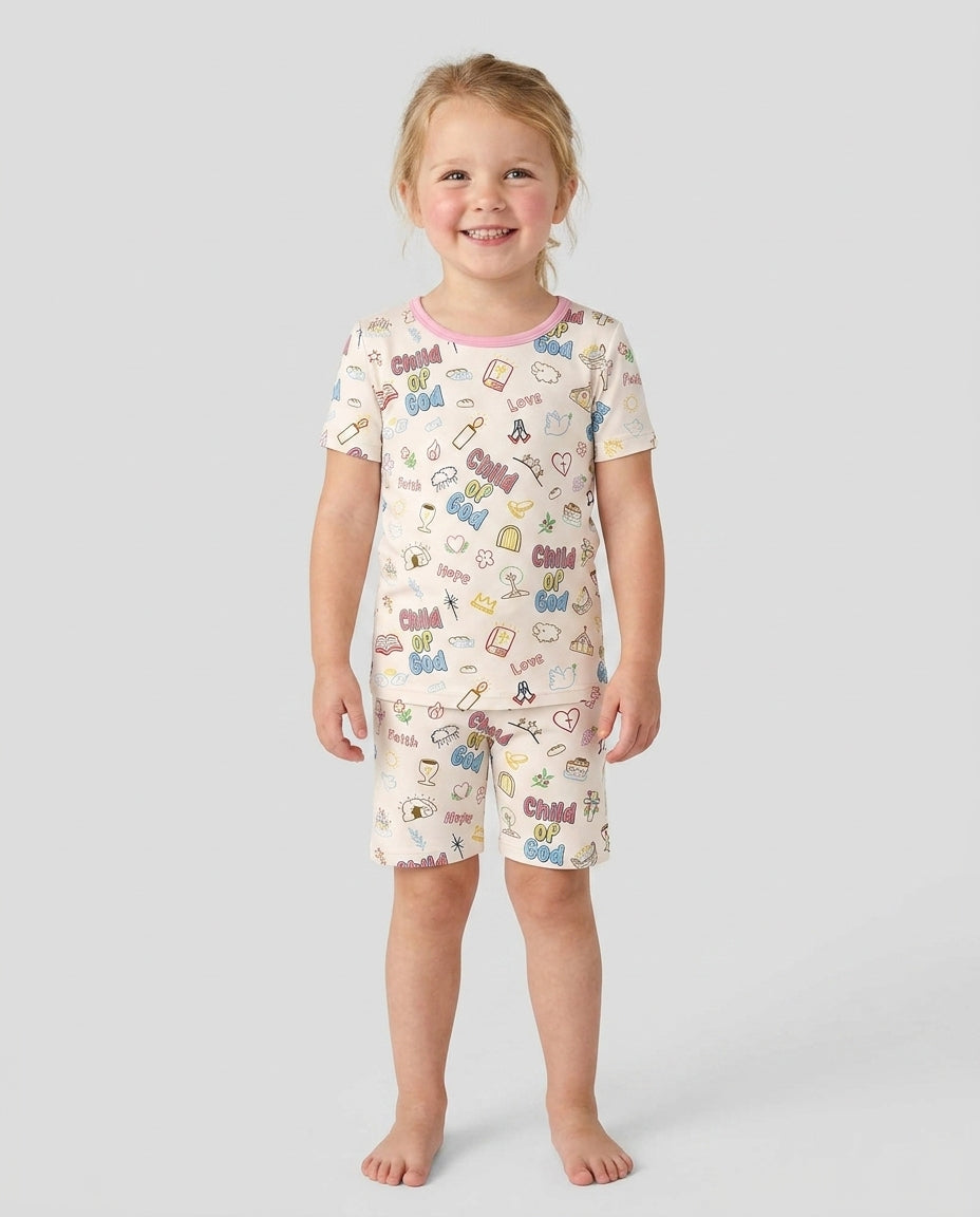A Child Of God Family Matching Bamboo Two Piece Short Sleeve Shorts Pajama Set