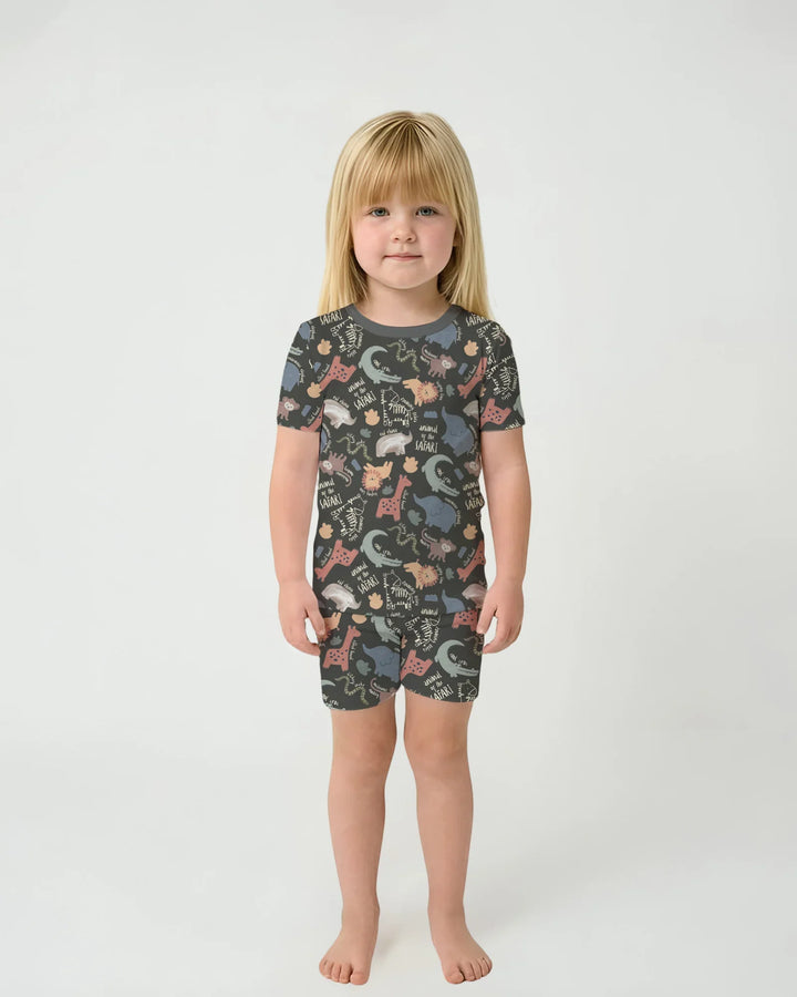 Funny African Animals Bamboo Two Piece Short Sleeve Shorts Pajama Set