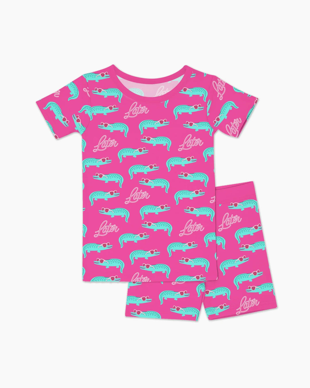 Later Gator Bamboo Two Piece Short Sleeve Shorts Pajama Set