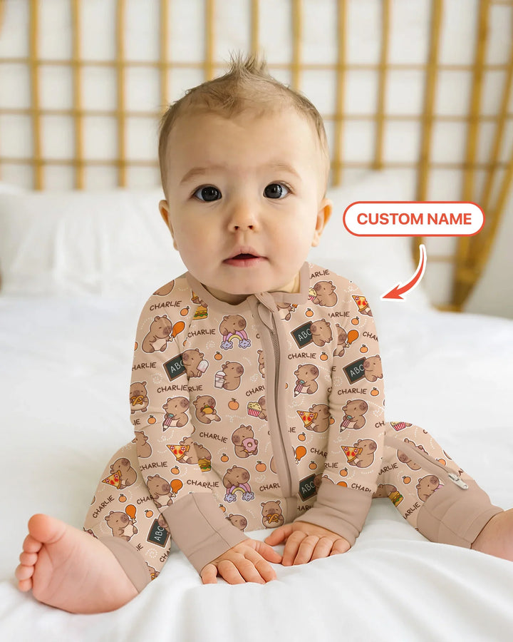 Custom Name Cute Capybara Bamboo Convertible Zippy