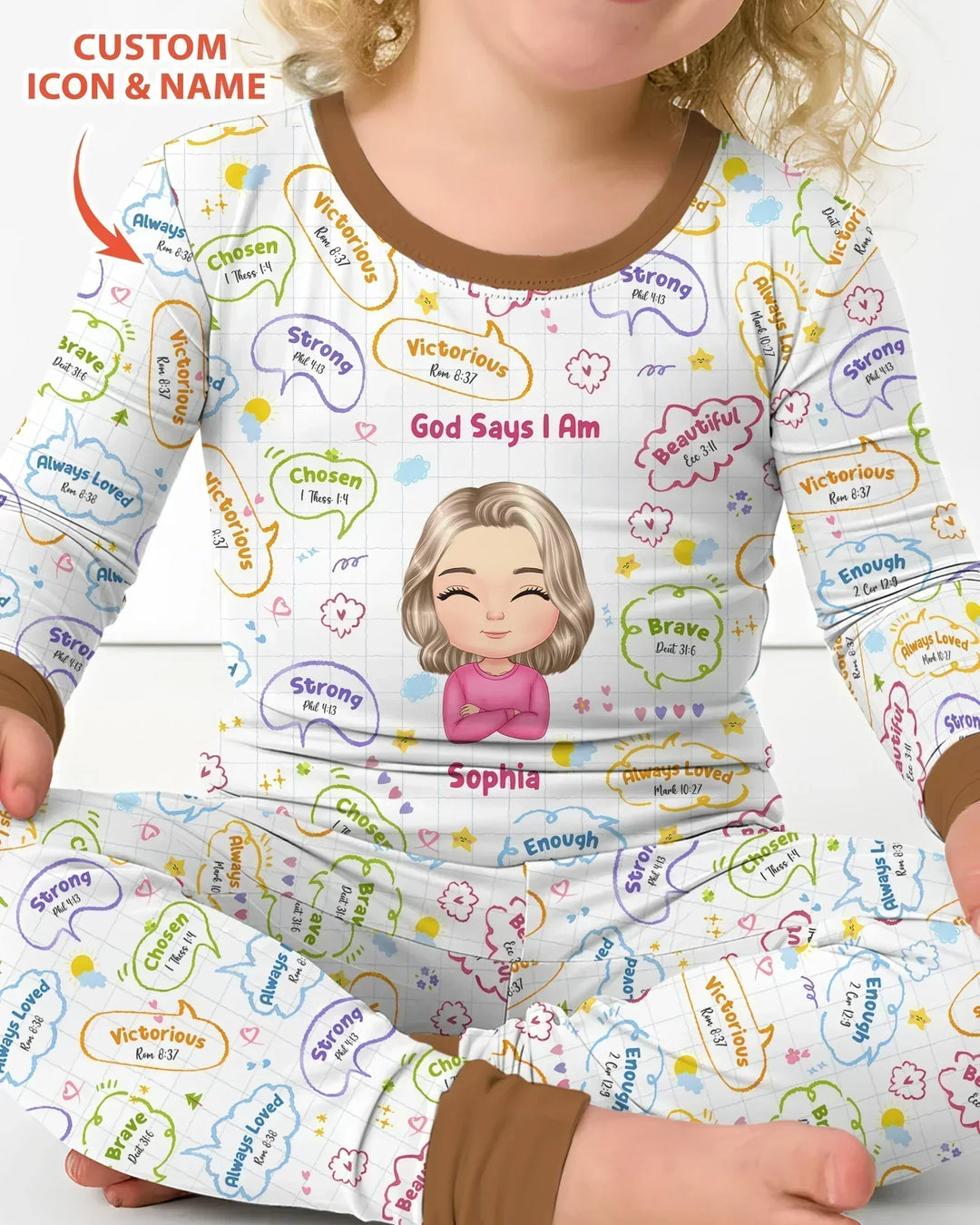 Personalized God Says I Am- Baby Girl Bamboo Two Piece Long Sleeve Pajama Set