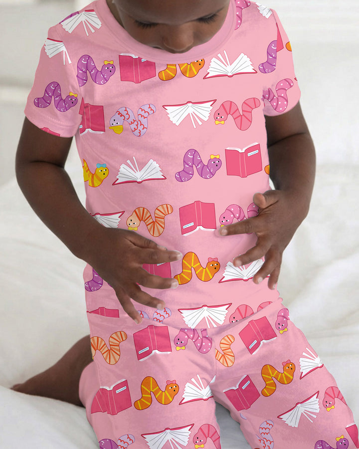 Bookworm Family Matching Bamboo Two Piece Short Sleeve Pajama Set