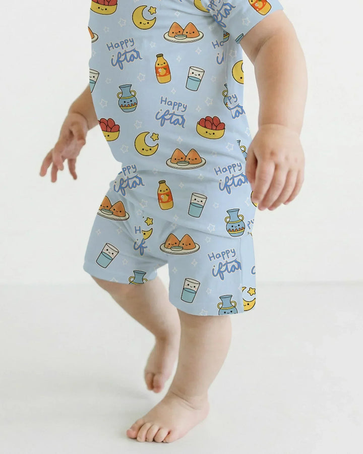 Iftar Party Bamboo Two Piece Short Sleeve Shorts Pajama Set