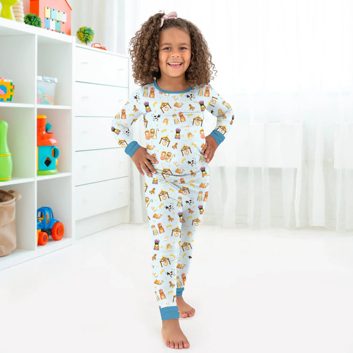 Away In A Manger Bamboo Two Piece Short Sleeve Pajama Set