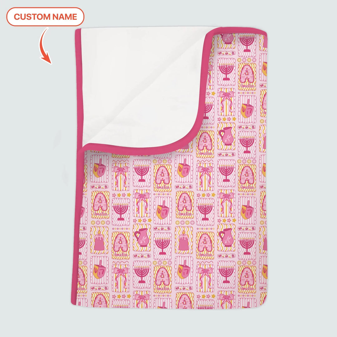 Custom Name Hanukkah Wonderland Bamboo Blanket