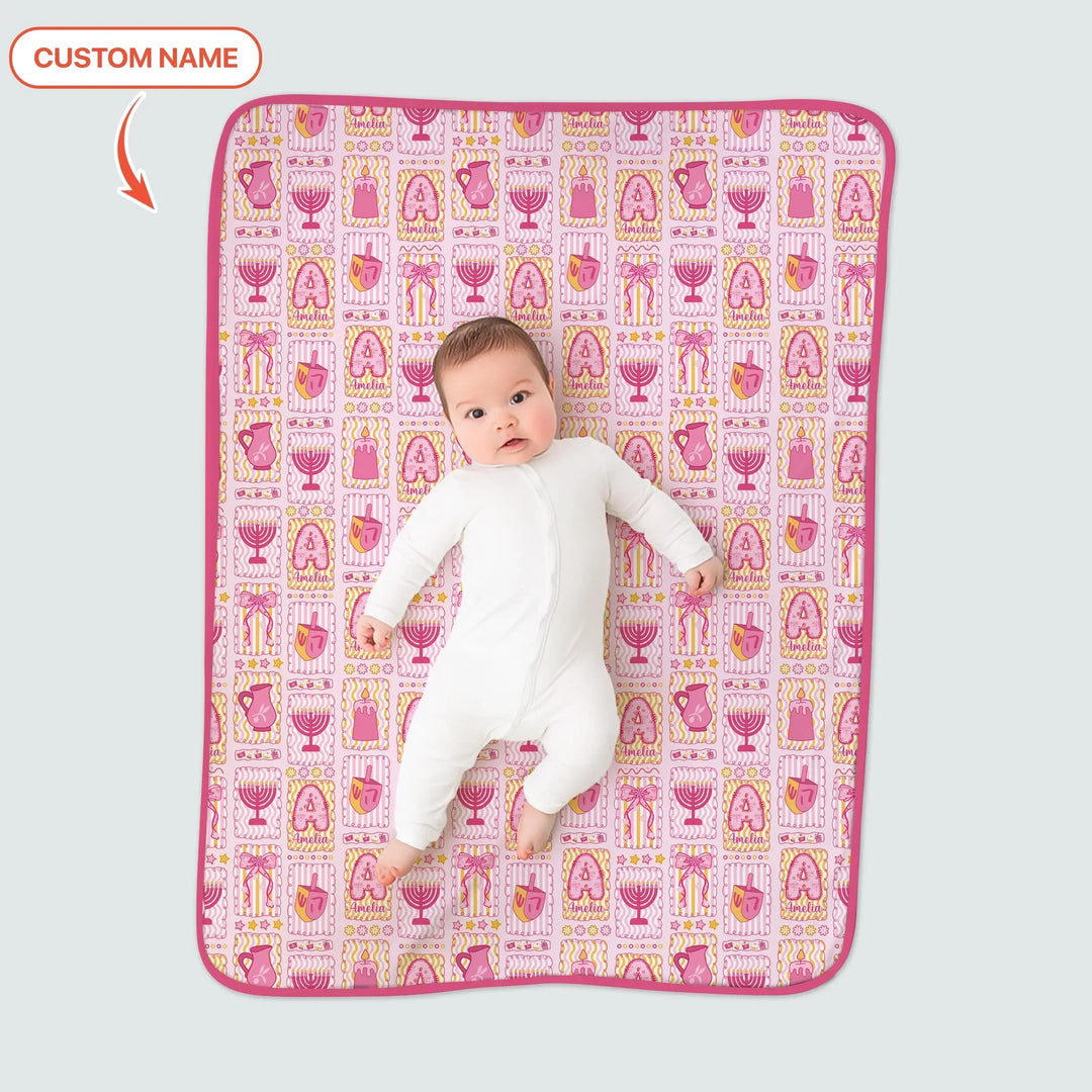 Custom Name Hanukkah Wonderland Bamboo Blanket