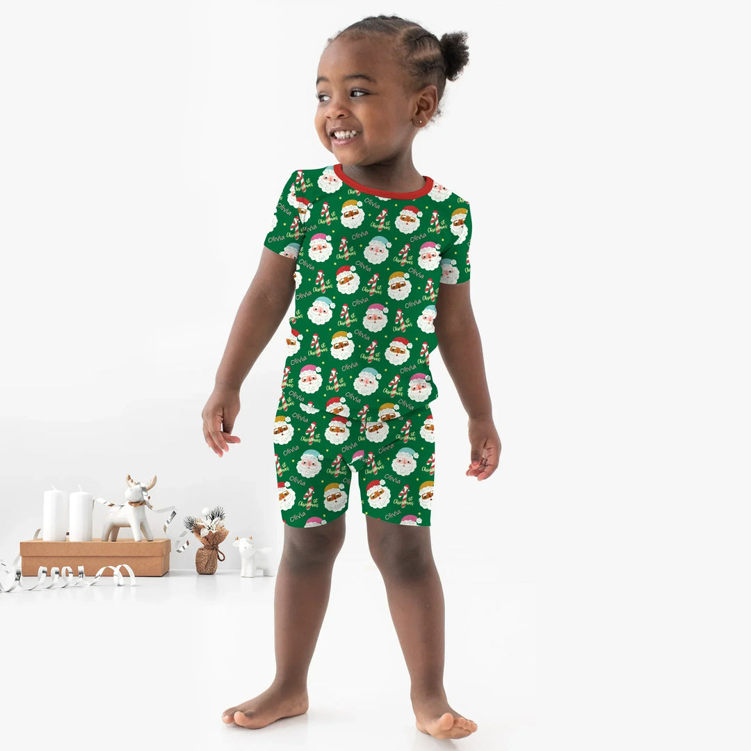 Personalized 1st Christmas Two Piece Short Sleeve Shorts Pajama Set , Personalized 1st Christmas Two Piece Short Sleeve Shorts Pajama Set - 12-18M
