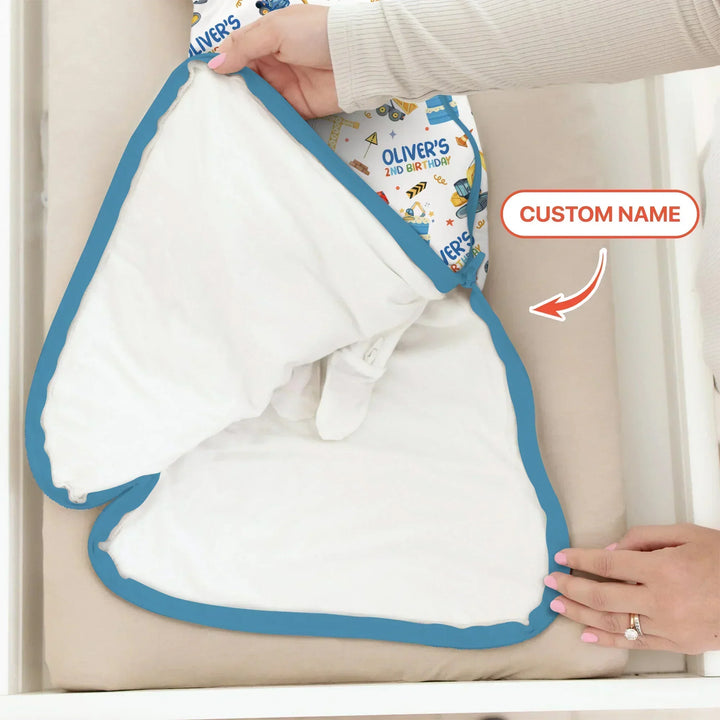 Custom Name Little Builder's Birthday Bamboo Sleep Bag