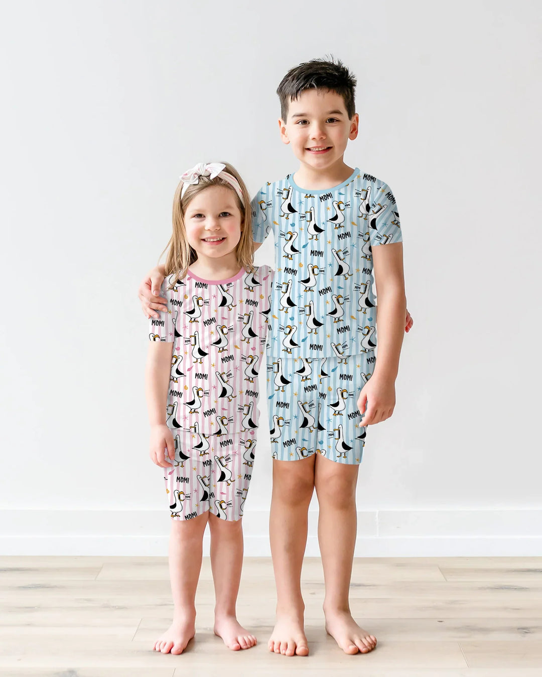 Seagull mom Mom MOM Two Piece Short Sleeve Shorts Pajama Set