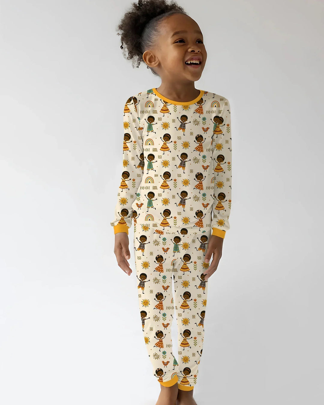 Cute African Heritage Bamboo Two Piece Long Sleeve Pajama Set