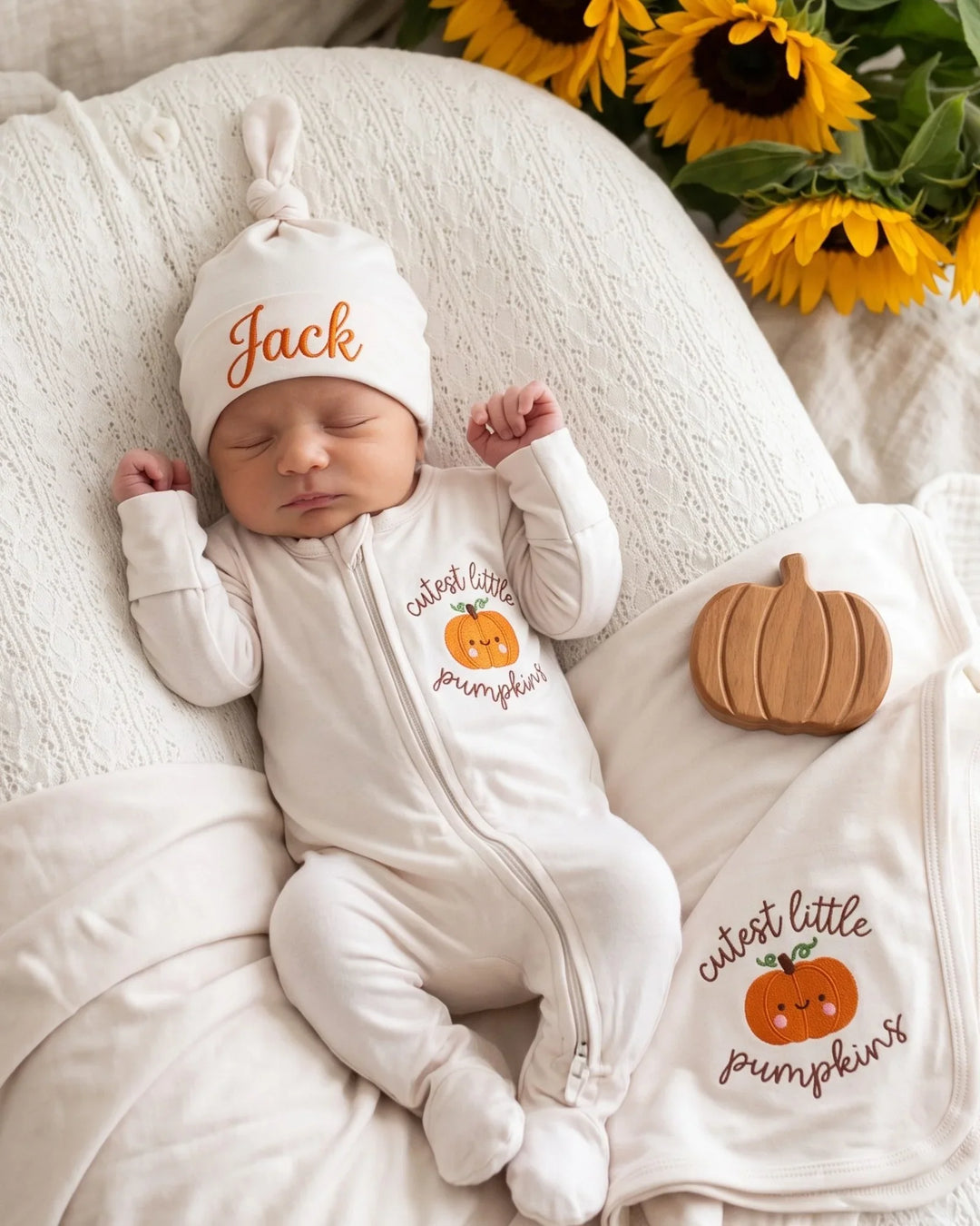 Personalized Cutest Little Pumpkin Embroidered Bamboo Hat