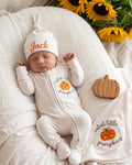 Personalized Cutest Little Pumpkin Embroidered Bamboo Welcome Home Bundle