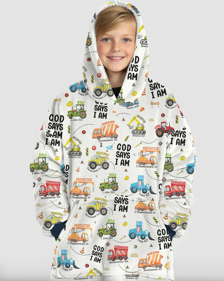 God Says I Am Boy Bamboo Blanket Hoodie