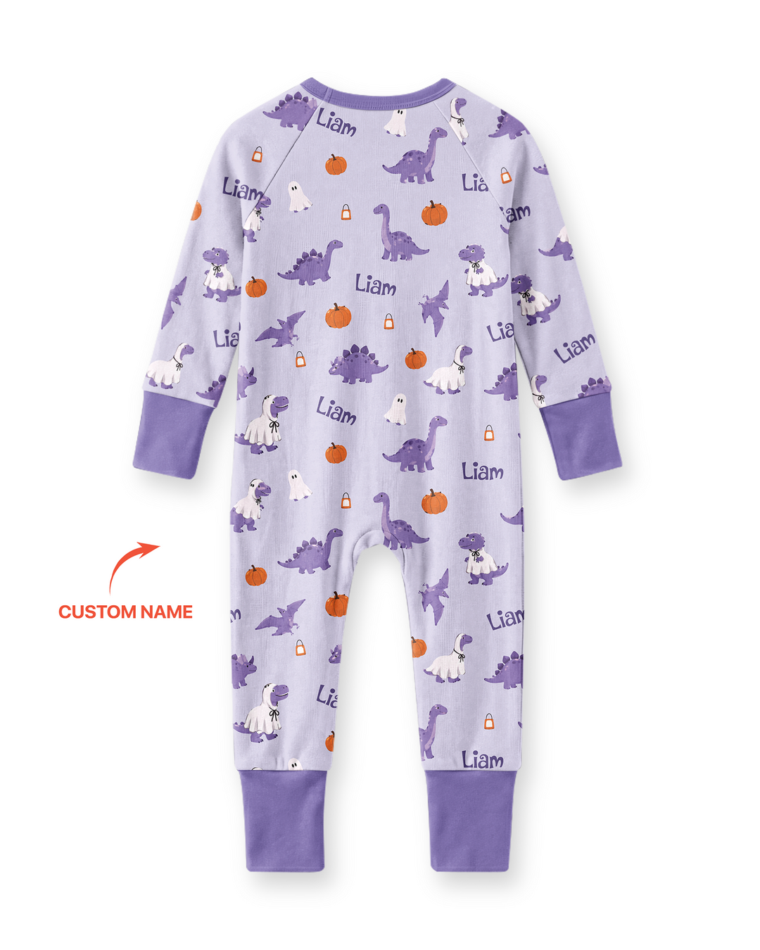 Custom Name Spooky Dinosaur Halloween - Personalized Bamboo Convertible Zippy