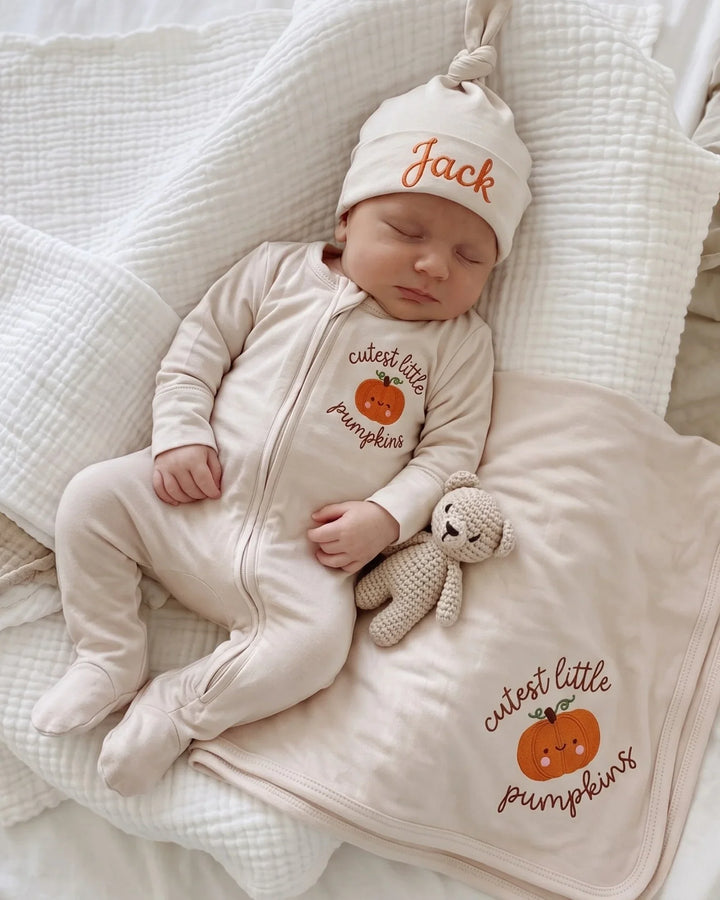 Personalized Cutest Little Pumpkin Embroidered Bamboo Hat